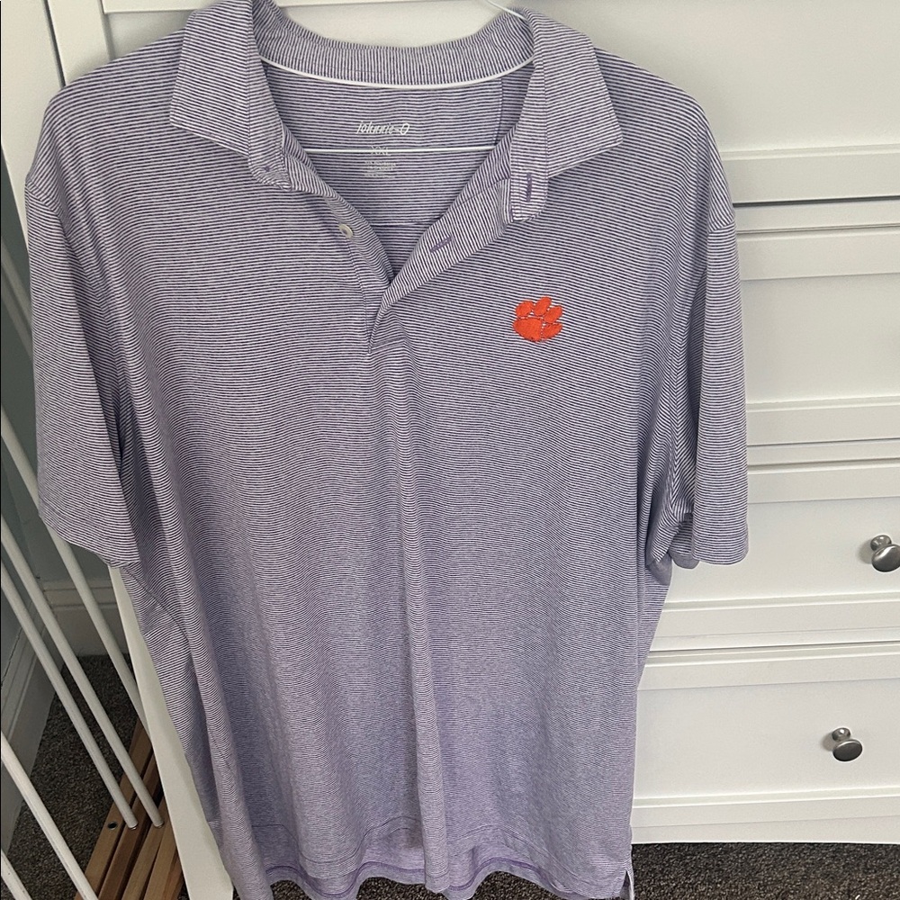 Purple Striped Clemson Polo Shirt